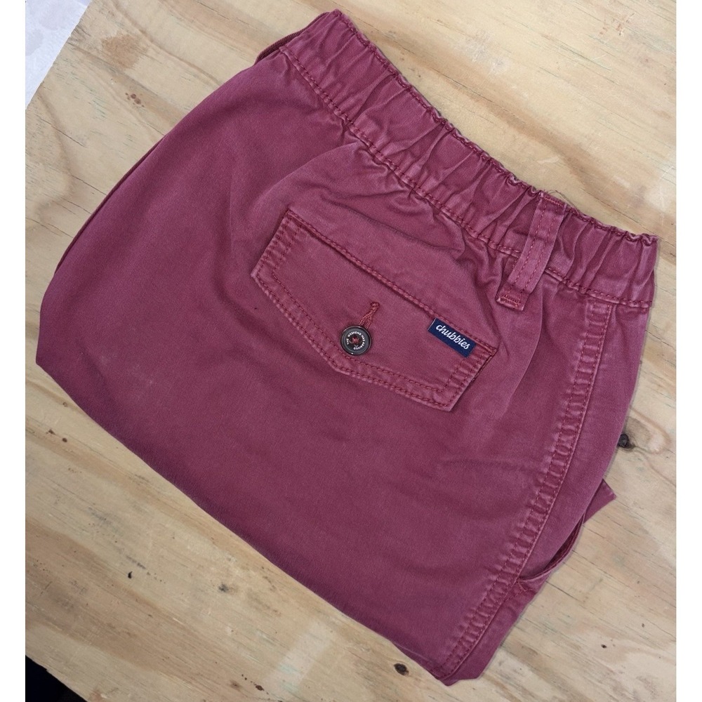 Chubbies Shorts Men's Large  The Khakinators Chino Elastic Waist Cotton 5.5" Red